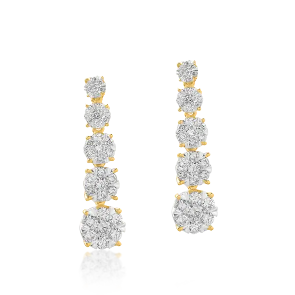 Cercei din aur galben cu diamante de 1ct
