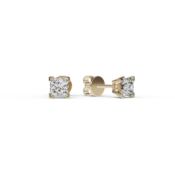 Cercei din aur galben cu diamante princess de 0.022ct
