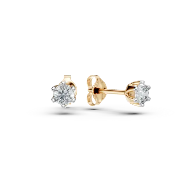 Cercei din aur galben cu diamante solitaire de 0.4ct