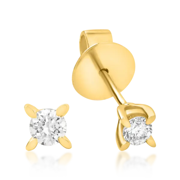 Cercei din aur galben cu diamante solitaire de 0.5ct