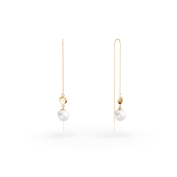 Cercei din aur galben cu perle de cultura de 0.9ct