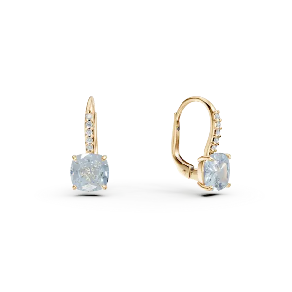 Cercei din aur galben cu topaze cushion de 2.2ct si zirconii