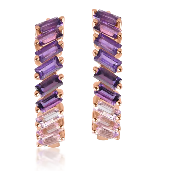 Cercei din aur roz cu ametiste octogonale de 1.7ct