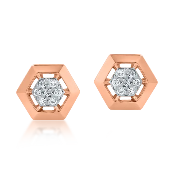 Cercei din aur roz cu diamante de 0.04ct
