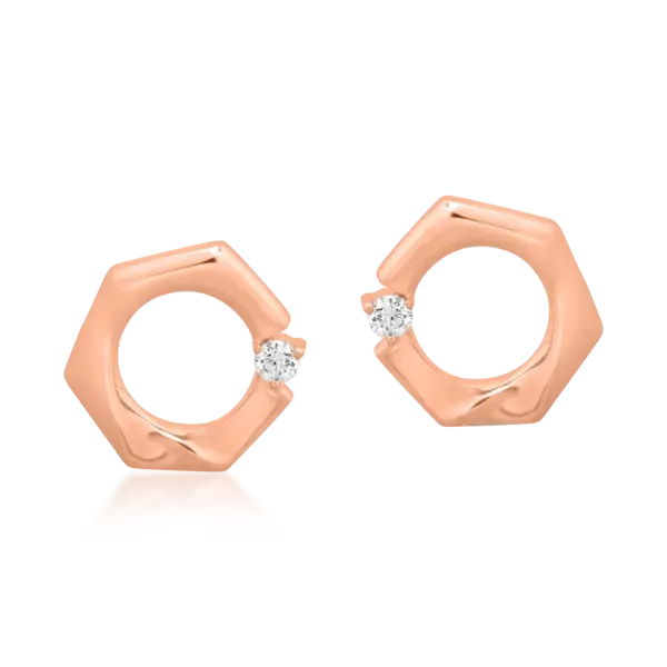 Cercei din aur roz cu diamante de 0.07ct