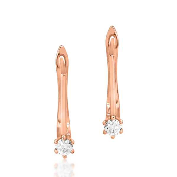 Cercei din aur roz cu diamante de 0.15ct