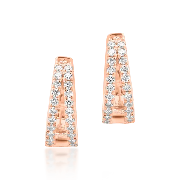 Cercei din aur roz cu diamante de 0.17ct