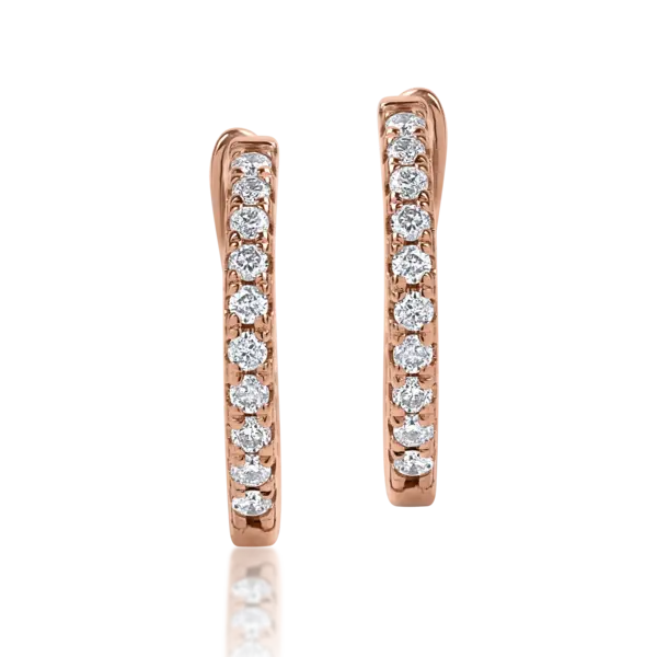 Cercei din aur roz cu diamante de 0.2ct