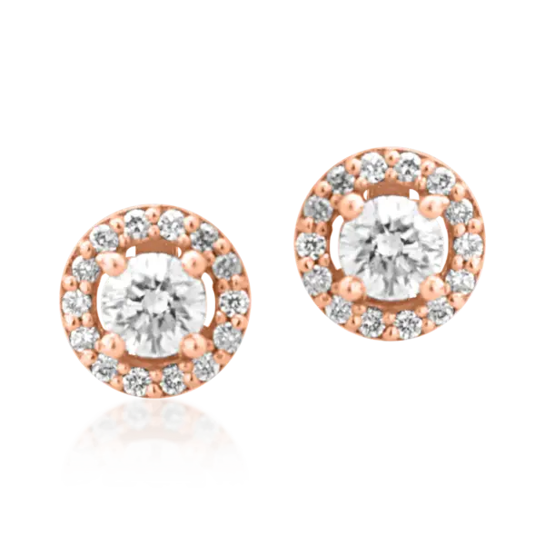 Cercei din aur roz cu diamante de 0.34ct