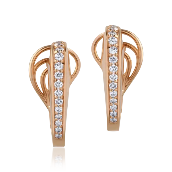 Cercei din aur roz cu diamante de 0.64ct
