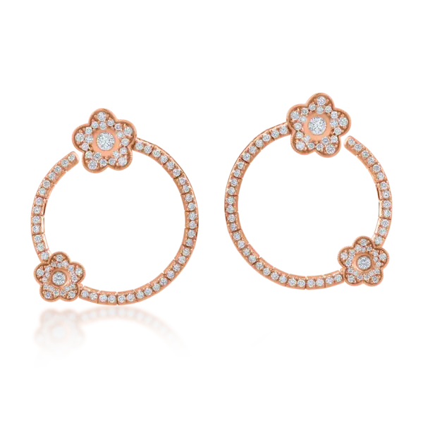 Cercei din aur roz cu diamante de 1.17ct