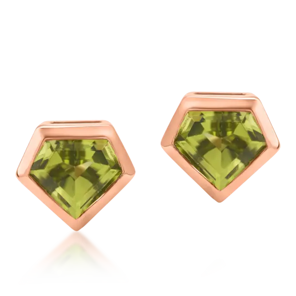 Cercei din aur roz cu peridote de 1.28ct