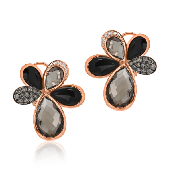 Cercei din aur roz cu pietre pretioase si semipretioase de 14.04ct