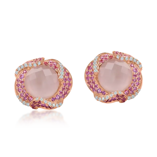 Cercei din aur roz cu pietre pretioase si semipretioase de 6.6ct