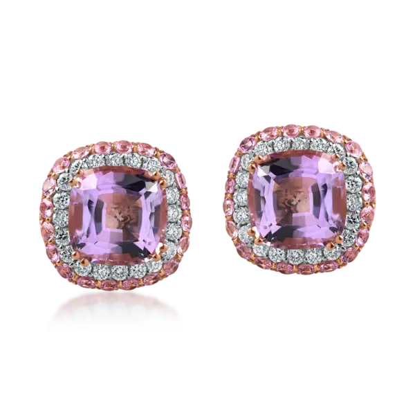 Cercei din aur roz cu pietre pretioase si semipretioase de 6.2ct