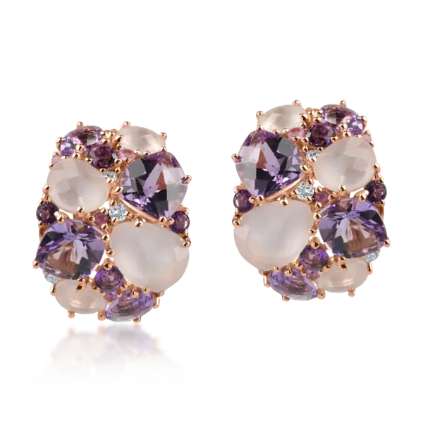 Cercei din aur roz cu pietre pretioase si semipretioase de 8.82ct