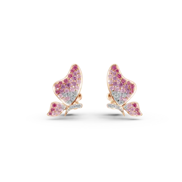 Cercei din aur roz cu safire de 1.09ct si diamante de 0.2ct