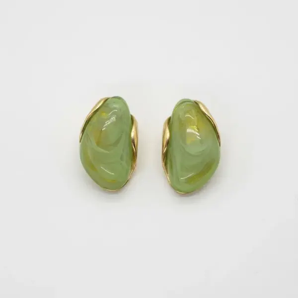 Cercei din otel inoxidabil verzi Olive Glow, , design statement