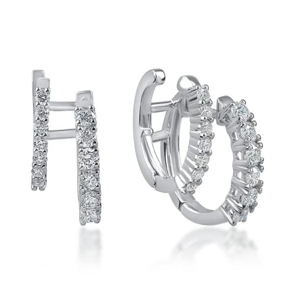 Cercei dubli din aur alb cu diamante de 0.94ct