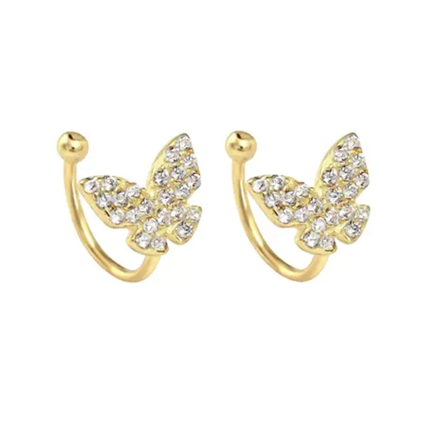 Cercei ear cuffs argint 925, JW1679, model fluture, placat cu aur