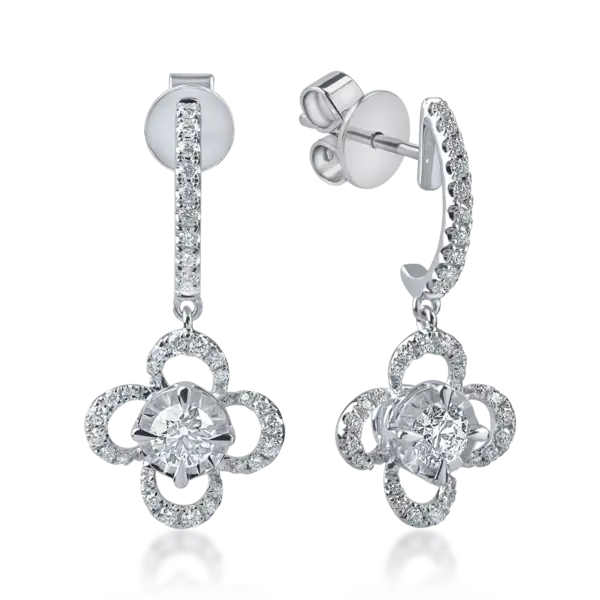 Cercei floare din aur alb cu diamante de 0.6ct
