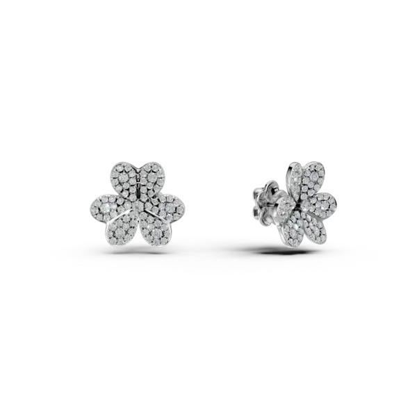 Cercei florali din aur alb cu diamante de 1.4ct