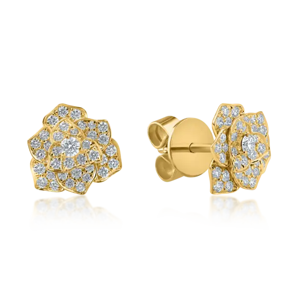 Cercei florali din aur galben cu diamante de 0.54ct