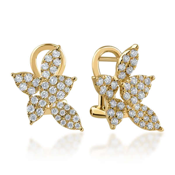 Cercei florali din aur galben cu diamante de 0.7ct