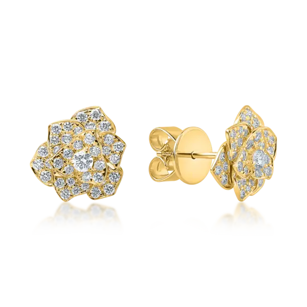 Cercei flori din aur galben cu diamante de 0.5ct