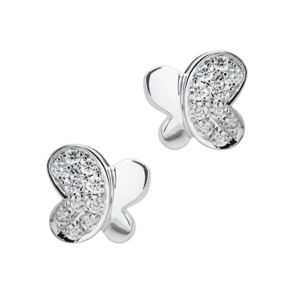 Cercei fluturasi din aur alb cu diamante de 0.26ct