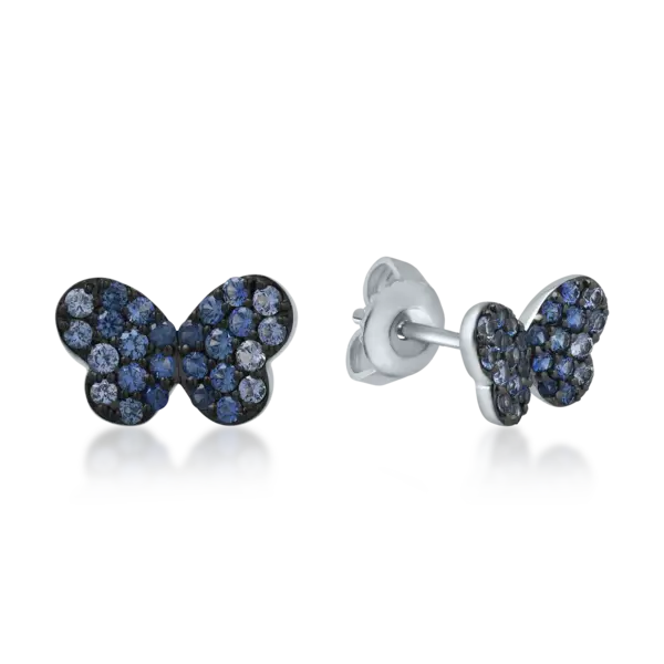 Cercei fluturasi din aur alb cu safire de 0.54ct