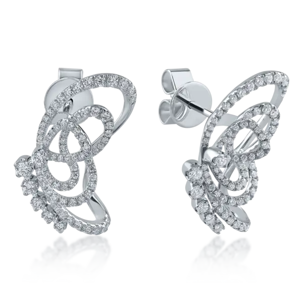 Cercei fluture din aur alb cu diamante de 0.7ct