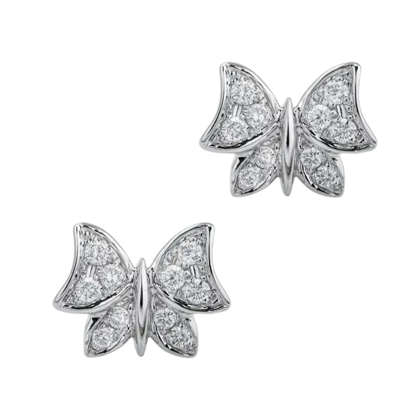 Cercei fluturi din aur alb cu diamante de 0.18ct
