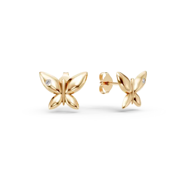 Cercei fluturi din aur galben cu diamante de 0.006ct