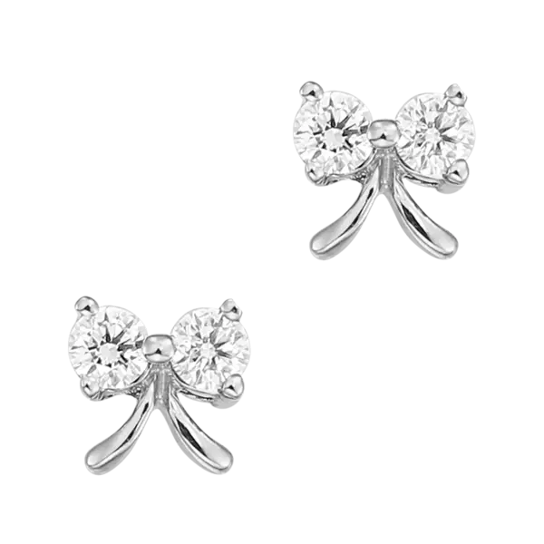 Cercei fundita din aur alb cu diamante de 0.1ct