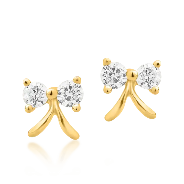 Cercei fundita din aur galben cu diamante de 0.118ct