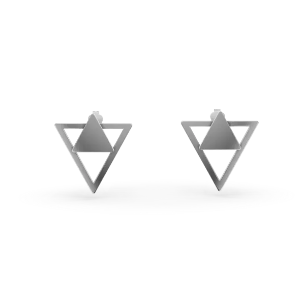 Cercei geometrici din aur alb