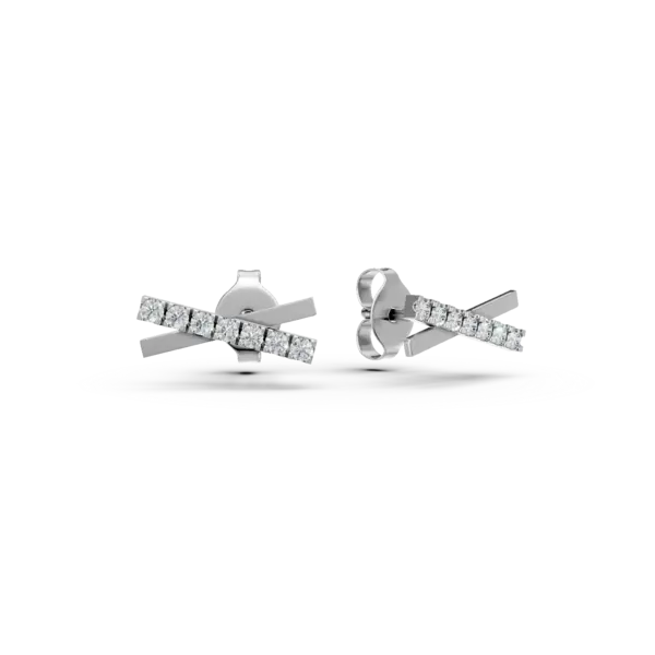 Cercei geometrici din aur alb cu diamante de 0.2ct