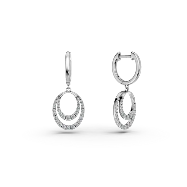 Cercei geometrici din aur alb cu diamante de 0.38ct