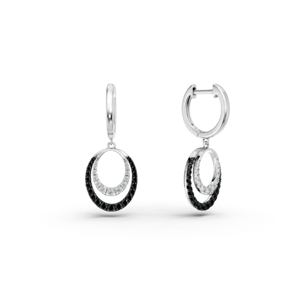 Cercei geometrici din aur alb cu diamante de 0.43ct