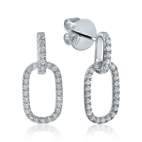 Cercei geometrici din aur alb cu diamante de 0.46ct