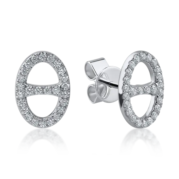 Cercei geometrici din aur alb cu diamante de 0.49ct