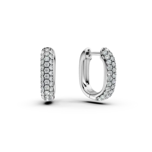 Cercei geometrici din aur alb cu diamante de 0.5ct