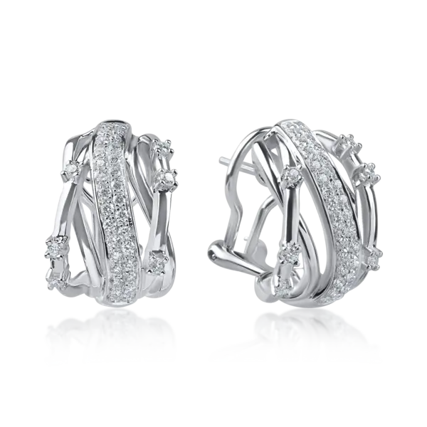 Cercei geometrici din aur alb cu diamante de 0.6ct