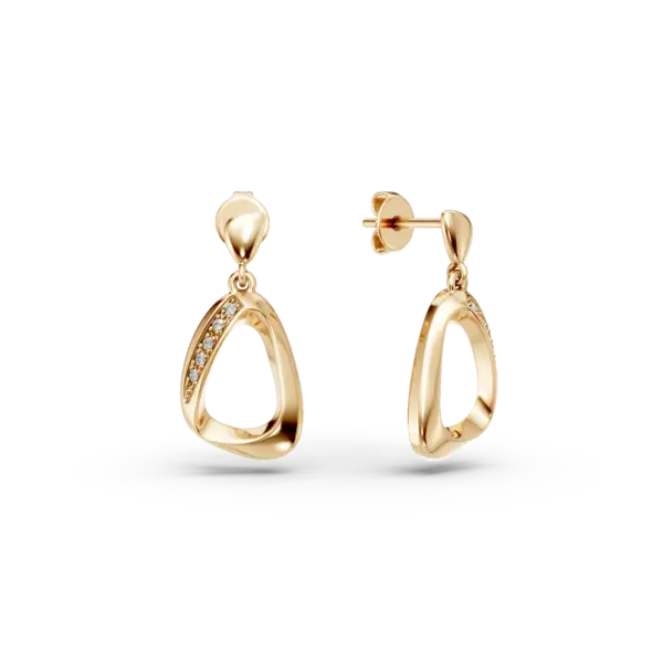 Cercei geometrici din aur galben cu diamante de 0.04ct