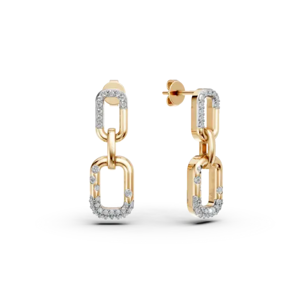 Cercei geometrici din aur galben cu diamante de 0.2ct