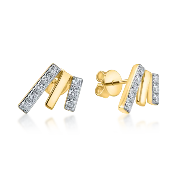 Cercei geometrici din aur galben cu diamante de 0.2ct