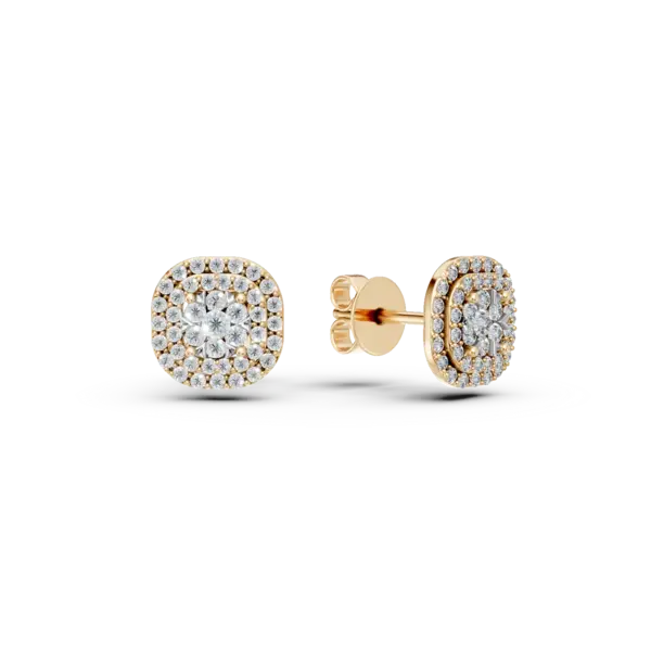 Cercei geometrici din aur galben cu diamante de 0.5ct