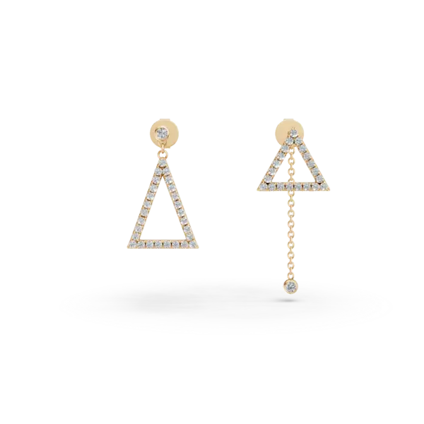 Cercei geometrici din aur galben cu diamante de 0.5ct