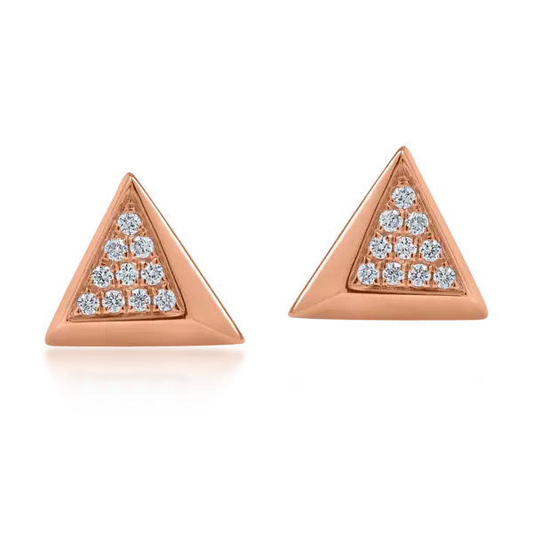 Cercei geometrici din aur roz cu diamante de 0.056ct